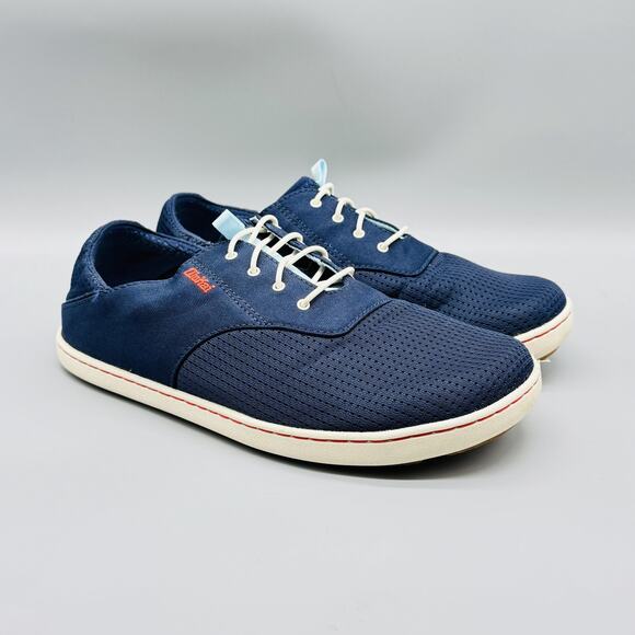 Olukai Shoes Men 7 Navy Blue Nohea Moku Mesh Boat Sneaker Lace Up Low Top Casual - Picture 2 of 13